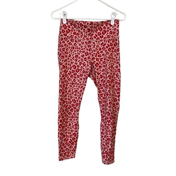 Fabletics Pants - Fabletics Leopard Print Leggings Small Pink Red Women High Waisted Pocket